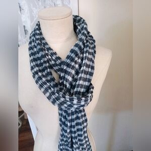 Lacoste Black And White Cotton Long Scarf Made In Italy EUC